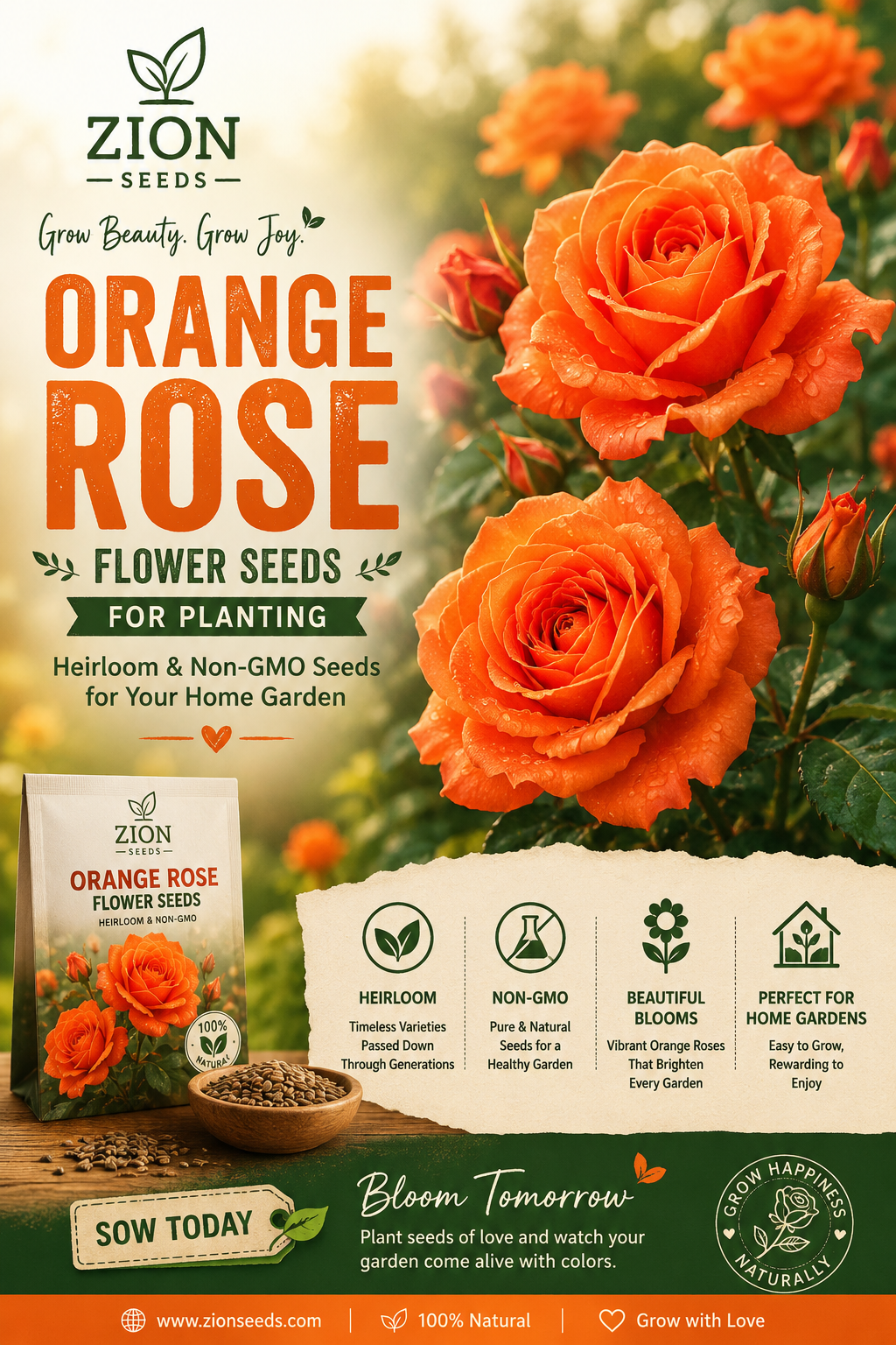 Orange Rose Flower Seeds