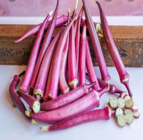 Pink Okra vegetable seeds - Heirloom, Organic, Non Gmo Garden Seeds for kitchen garden planting