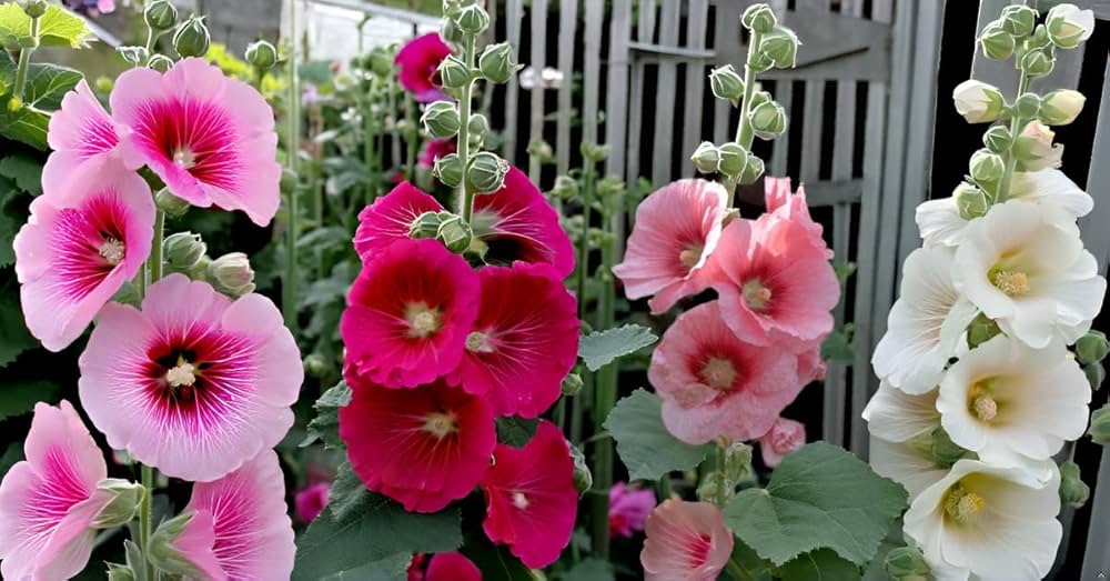 Pink Red Yellow Beautiful Hollyhock Organic