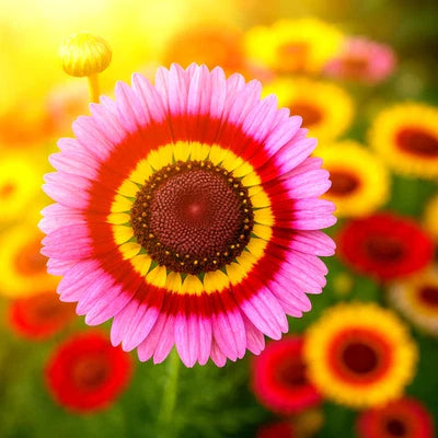 Painted Daisy Tricolor Blooms Pollinator Magnet